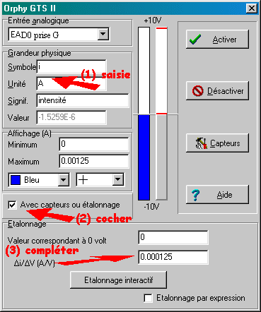 ETALONNAGE DIRECT DU RESISTOR EN CAPTEUR D'INTENSITE